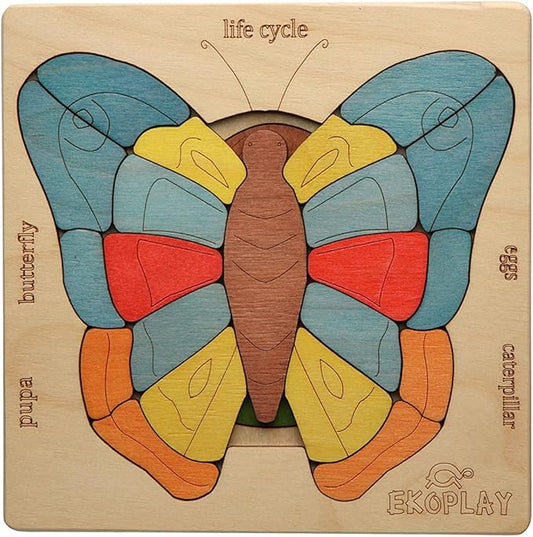 Life Cycle of A Butterfly | 31 Piece Wooden Multilayered Jigsaw Puzzles for Kids | Educational Toy and Gift for Boys & Girls 3 Years and Above