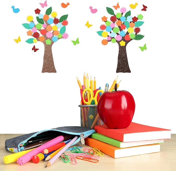 224 Pcs Spring Foam Stickers Glitter Tree Flower Leaf Butterfly Self Adhesive Stickers for Craft Art Party Favors Family Classroom Activities (Butterfly)