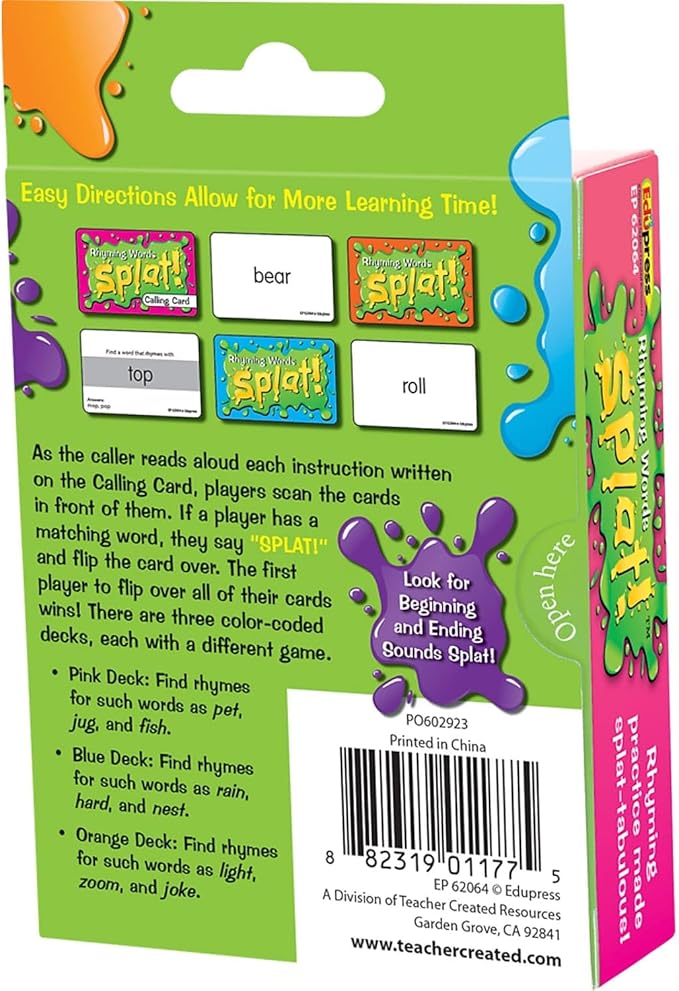 Teacher Created Resources Rhyming Words Splat Game