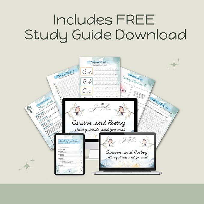 Grooved Cursive Handwriting Workbook by Graceful By Design - Magic Reusable Grooved Handwriting Practice for Kids and Cursive Workbook for Kids Ages 8-12