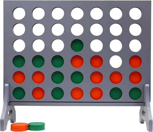 Tailgating Pros Premium Grey Giant Four in a Row with Carrying Case - Jumbo Oversized Outdoor Yard Game - Connect Multiple Pucks in a Row to Win - Many Puck Colors Available!