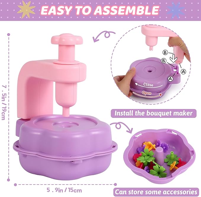 Flower Craft Kits for Girls - Arts and Crafts for Kids Ages 4-8, Gifts for 4 5 6 7 8 9 Year Old Girls, Art Craft Activity Toys Set for Kids, DIY Flower Making Kit Creative Toys Gifts for Toddler