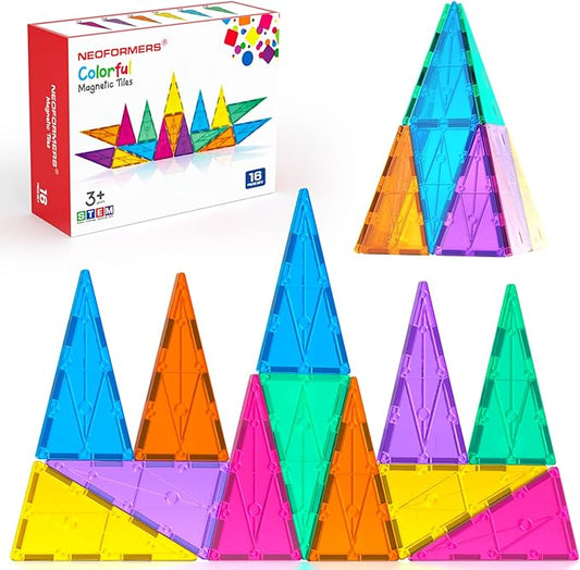 Magnetic Tiles Building Block Set: 16PCS Isosceles Triangle Expansion Pack Construction Building Blocks, Starter Set for Kids Ages 3+