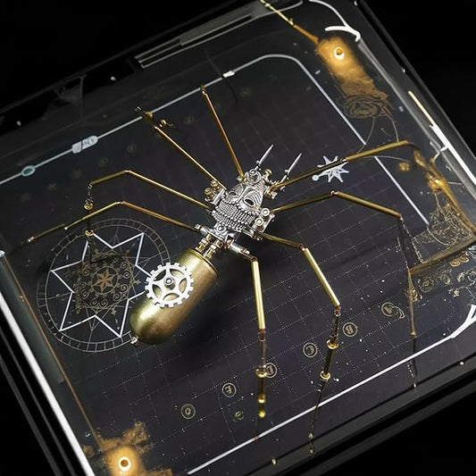 3D Steampunk Mechanical Insect Puzzle Kit - DIY Metal Assembly Model for Adults, Unique Retro Brass Sculpture Craft for Home Office Decoration (Frons Spider)