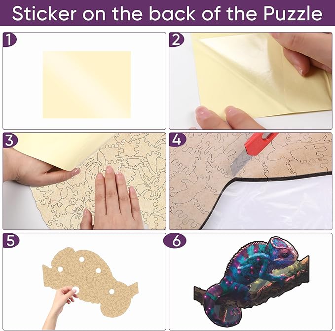 Ruikiyart Wooden Puzzles for Adults, 5MM 500 Pieces Chameleon Jigsaw Puzzles Unique Shapes Lizards Wood Puzzles Gift for Kids and Adults on Birthday, Thanksgiving, Christmas (20.4"x16.1")