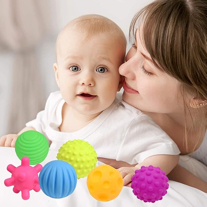 Sensory Ball for Babies 6 to 12 Months, Baby Balls for Toddlers 1-3 Massage Stress Relief, Textured Multi Sensory Balls Gift Sets, Montessori Sensory Toys 6 Spikey Squeeze Ball for Infant Kids