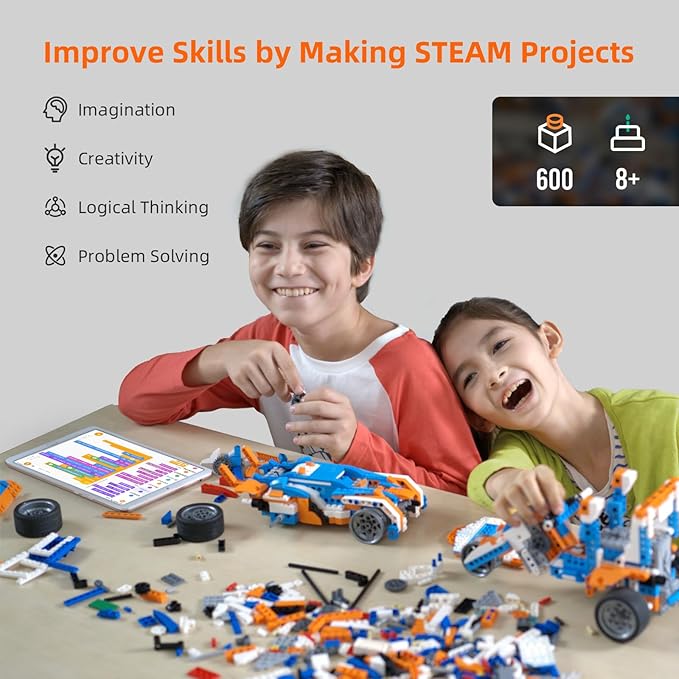 Robot X Robot Building Kit, 12-in-1 Programmable APP Remote Control RC Car, STEM Robotics Coding Set, Educational Birthday Gifts for Boys Girls Kids Ages 8-12 (600 Pieces)