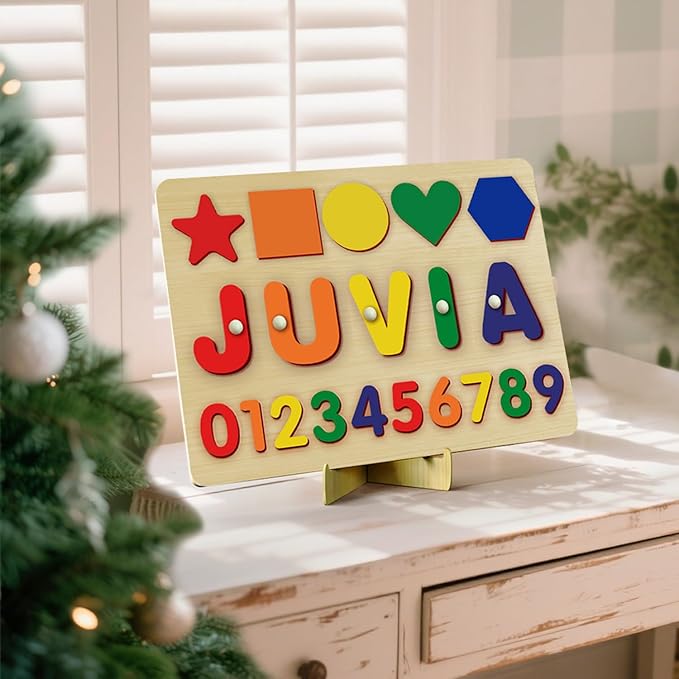 Name Puzzle for Kids Personalized - Custom Name Puzzles for Toddlers 1-3, Customized Wooden Animal Puzzle, Baby Gifts, Baby Shower, Christmas, Newbaby Gift, Gifts for 0 1 2 3 Years Old
