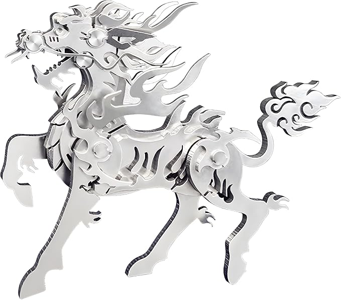 3D Metal Puzzles,3D Metal Puzzle for Adults,Mechanical Model Kit Flaming Kirin,Steel 3D Puzzles Stainless Steel Ornaments for Adults Home Decor Art Craft Gifts Toys.