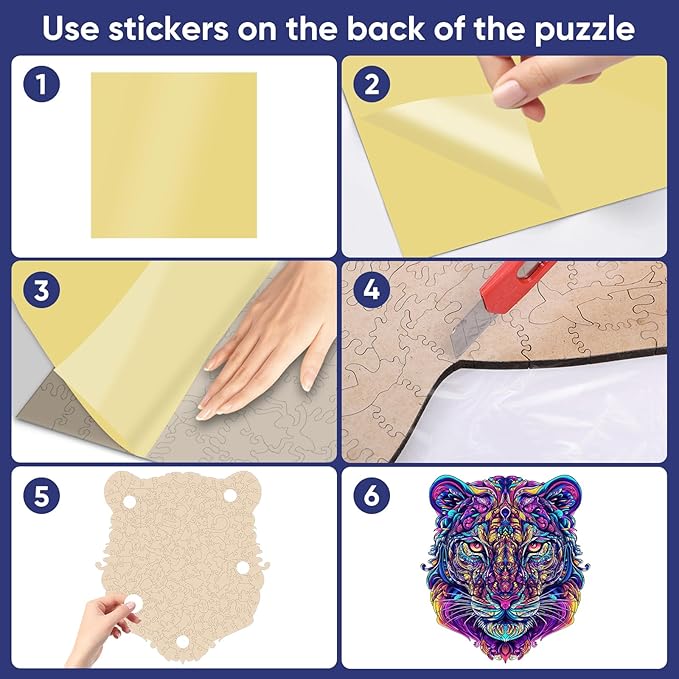 Ruikiyart Wooden Puzzles for Adults, 5MM 500 Pieces Tiger Wooden Jigsaw Puzzles, Mandala Animal Puzzle Unique Shapes Gift for Kids and Adults on Birthday,Thanksgiving,Christmas (15.1"x16.7")