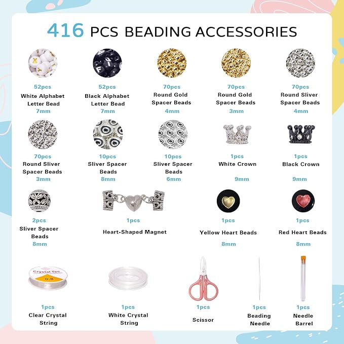 Mchruie 636pc Bracelet Making Kit, 8mm Beads for Bracelets Making - Natural Stone Gemstone Beads for Jewelry Making DIY Bracelet Kit for Adults Beginners