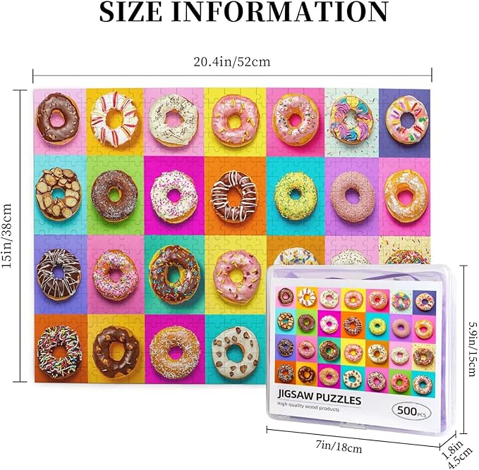 Jigsaw Puzzles 500 Pieces for Adults, Families Colorful Donuts Puzzles Pieces Donuts Family Puzzle Doughnuts Jigsaw Puzzle Donuts Jigsaw Puzzle Donut Puzzle