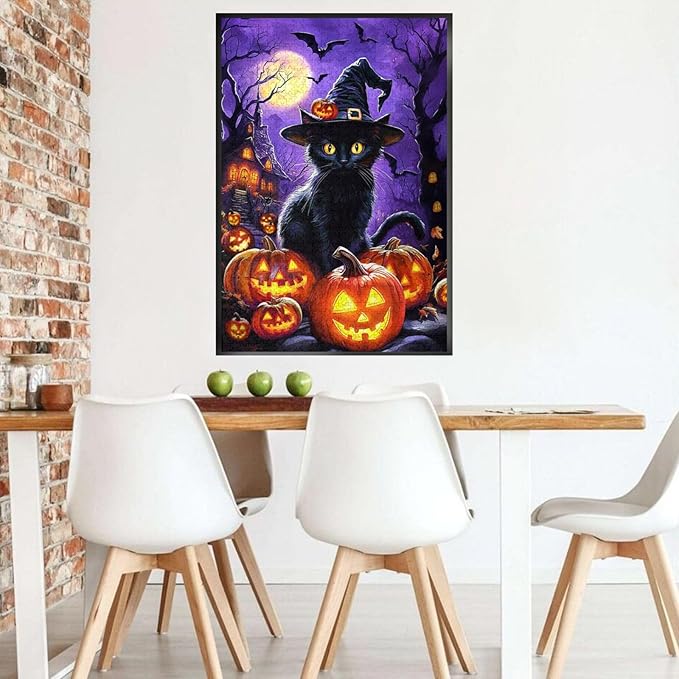 Halloween Cat Puzzles 1000 Pieces for Adults Cute Horror Black Cat Pumpkin Jigsaw Puzzle Halloween Party Gifts Puzzle Home Decor