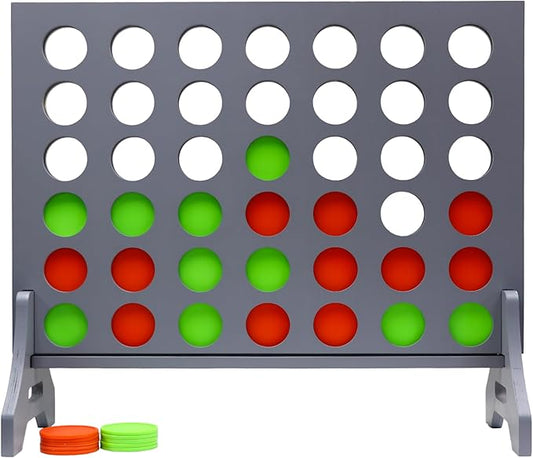 Tailgating Pros Premium Grey Giant Four in a Row with Carrying Case - Jumbo Oversized Outdoor Yard Game - Connect Multiple Pucks in a Row to Win - Many Puck Colors Available!