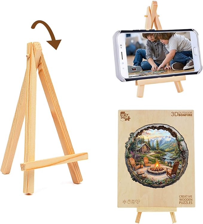 Wooden Puzzles for Adults - 3D Outdoor Bonfire Wooden Puzzle - Unique Animal Shape Wood Cut Puzzles - Eco-Friendly Home Office Decor (S-8.5 * 8.3in)