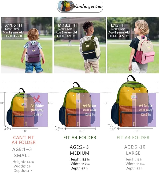 Toddler Backpack for Boys 2-5: Preschool Backpack for Boys Girls - Cute Kids Backpack for Boys 13.5" H Fit Folder