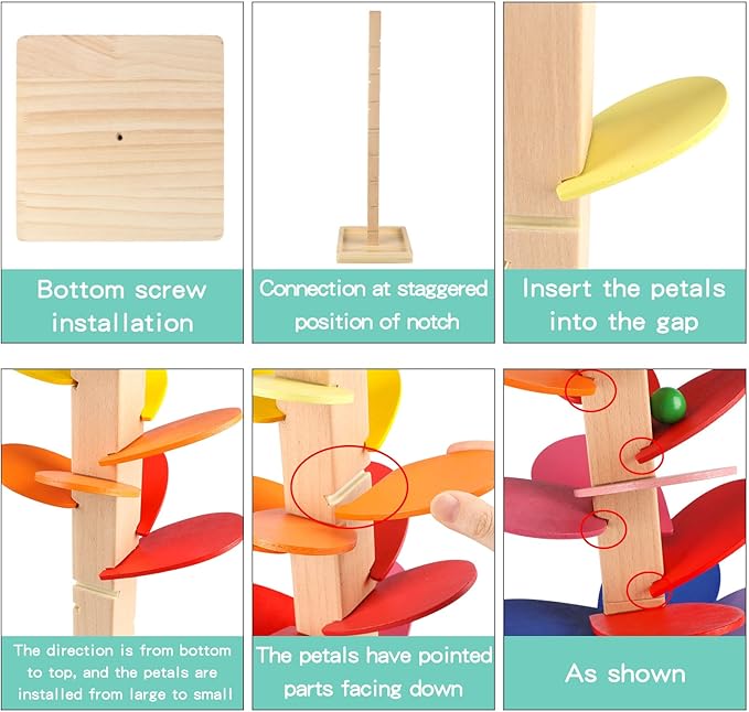 Wooden Music Tree Toy for Kids, Marble Ball Run Track Game for Toddlers, Marble Tree Educational Montessori Toy Boy Girl Gifts