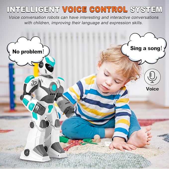 Remote Voice Control Large Robot: Intelligent Programmable Popular Science Story Toys with Gesture Sensing Presents for Kids
