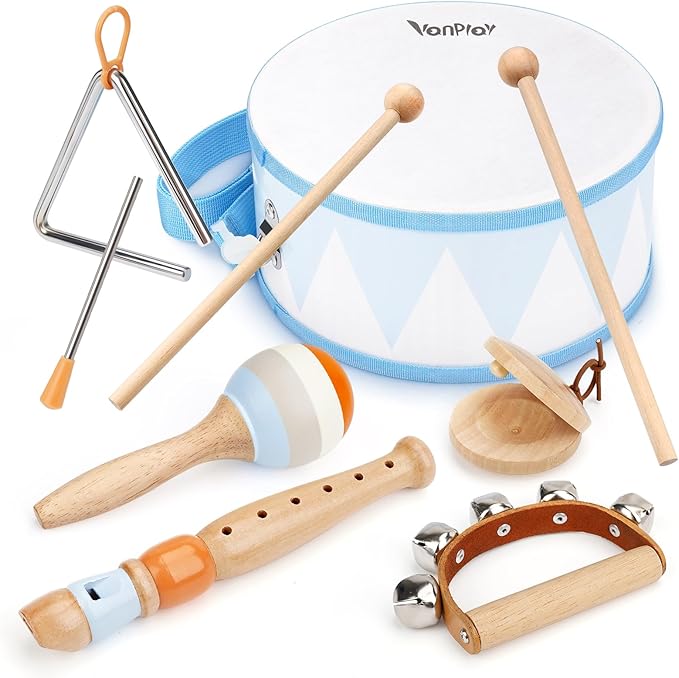 Drum Set for Boys - Toys for 2 3 Year Old Boy Birthday Gifts - Wooden Montessori Musical Instruments for Toddlers 2-4, Preschool Musical Toys with Snare Drum for Kids Age 3-5
