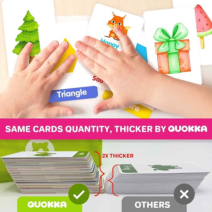 QUOKKA ABC Learning Flash Cards for Toddlers 2-4 Years Old - 60 Flashcards Toy for Kids Ages 1-3-5 - Alphabet Numbers Colors Letters Animals Learn Activities - First Words Educational Game