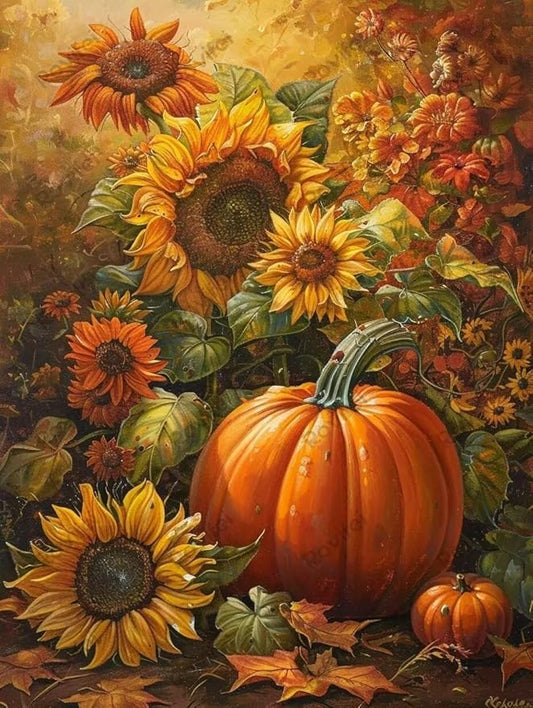 Thanksgiving Day Puzzles for Adults 500 Pieces, Sunflower Pumpkin Fun and Educational Jigsaw Puzzles for Kids - for Home Decor Room Decor Halloween Decor, Gifts for Friend 20x15 inch