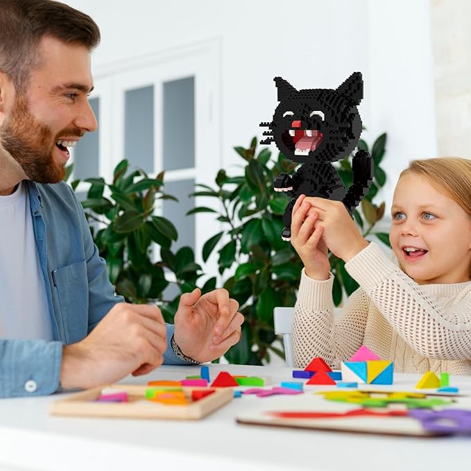 Larcele Micro Building Blocks Set, DIY Mini Building Toy Bricks for Age Over 12 Years, 1188 Pieces KLJM-05 (Black Cat 2)