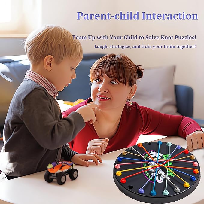 Brainy Knots Rope Untangling Game - Fun Puzzle Board Games for Kids & Adults! Portable Educational Strategy String Toy to Train Brain & Reflex Skills