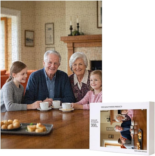 Custom Wooden Jigsaw Puzzles - 120/200/300/500/1000/1500 Piece Photo Gift Sets for Adults & Kids - Pet, Wedding, Family Memory Keepsake