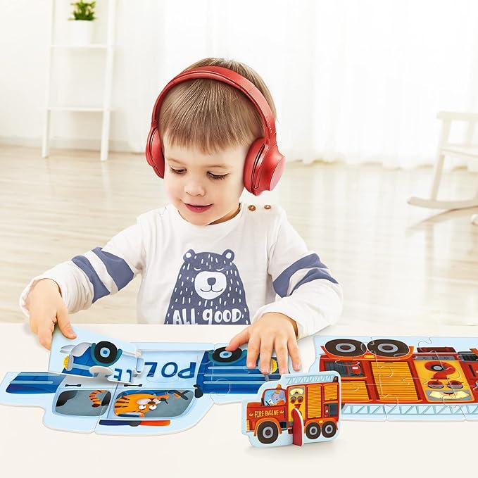 Toi 6 Packs Large Piece Toddler Jigsaw Puzzles for Kids Aged 2.5+, Animal Shaped Floor Puzzles for Beginner, Preschool Learning Game for Boys Girls, Traffic