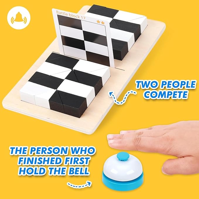 Brain Teaser Puzzles, Wooden Blocks Logic Game with 80 Challenges for Kids, Teens & Adults - IQ Test Mind Puzzle Toys, Perfect Birthday Gifts & Stocking Stuffers for Boys & Girls