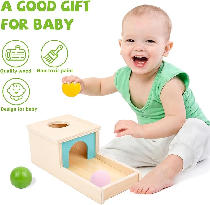 Adena Montessori Wooden Toy for 6-12 Month Baby 3 Balls,Sorting and Stacking Colorful Learning Education Toy for Toddler Kid 1-2 Year Old, Preschool Developmental Girl and Boy Gift