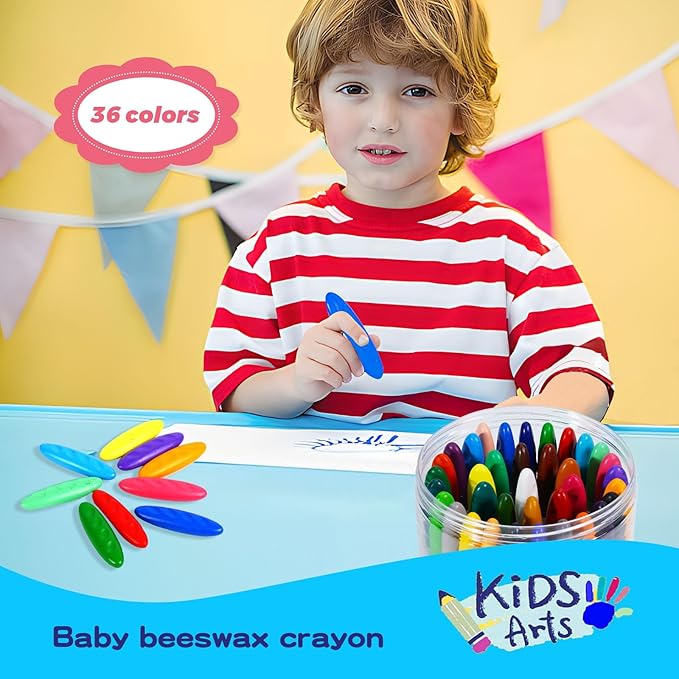 Peanut Crayons for Kids 36 Colors Washable Toddler Crayons, Non-Toxic Baby Crayons for Ages 2-4, 4-8 - Large Crayons for Toddlers 1-3, Coloring Art Supplies, Back to School Gift for Boys&Girls
