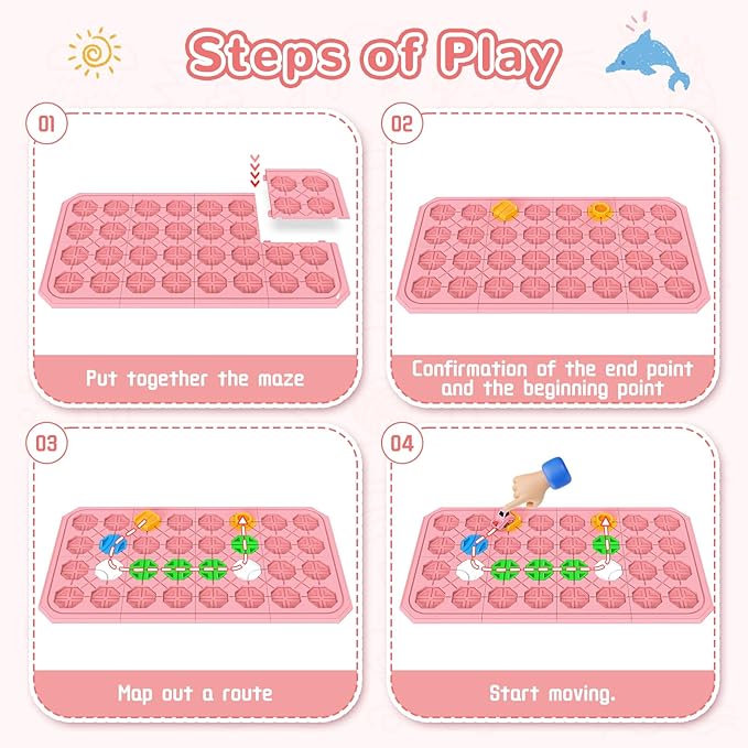 STEM Logic Road Builder Toys: Board Games Toys for 5 Year Old Kids Montessori Brain Teaser Puzzles Educational Learning Activities Toy for Kid Ages 3 4 6-8 12 Boys Girls Gifts (Pink)