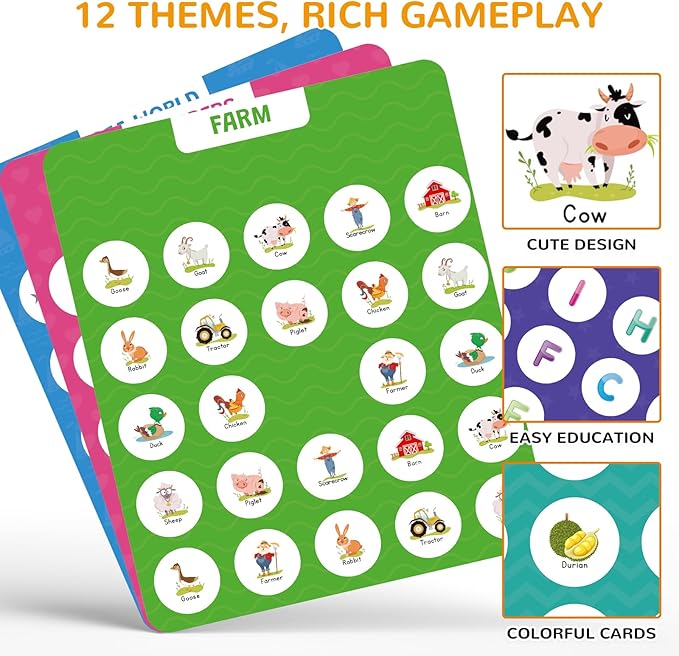 Matching Memory Game for Kids Age 3 4 5 6 7 8 Year Old, Travel Toy for Boys Girls, Wooden Board Game, Road Trip Essentials for Toddler, Airplane/Car/Camping Activity, Ideal Christmas, Birthday Gifts
