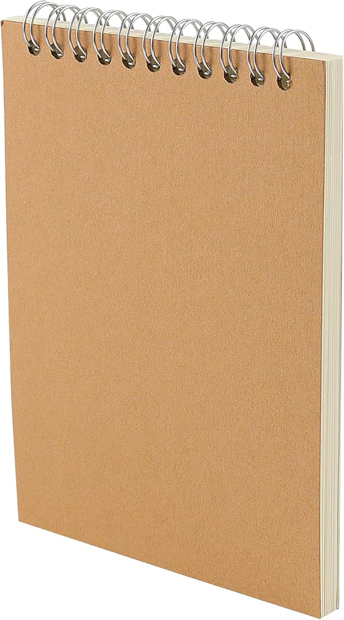 JOIKIT 30 Pack A6 Spiral Sketch Book, 4x6 Inch Spiral Bound Drawing Pad, Small Blank Steno Pads Kraft Cover Spiral Notebook for Sketching, Doodling, Painting, 60 Sheets/120 Pages, Brown
