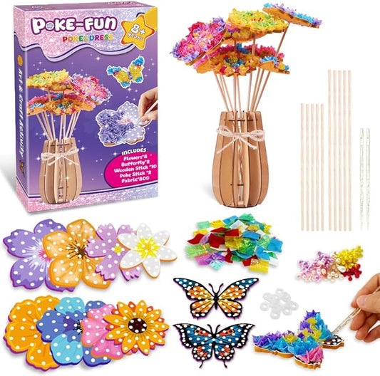 RAJRNED Poke-in Fun Flower Bouquet with Vase, Arts and Crafts for Girls, DIY Craft Kits, Creative Activity, Gifts for Girls & Boys Ages 4-12