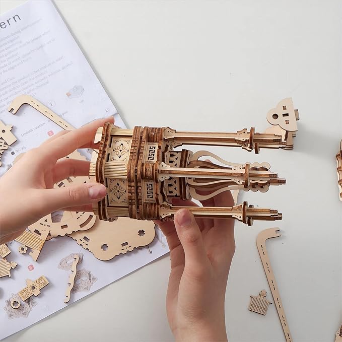 3D Wooden Puzzles Medieval Style Vintage Lantern Model Kits Includes Light Source, Brainteaser and Puzzle for Christmas/Birthday,Gifts for Adults and Teens to Build Combination