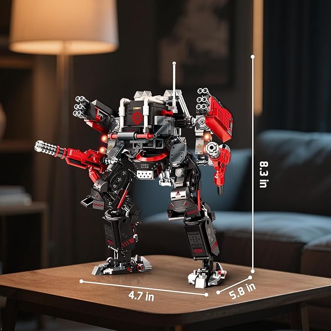HIGH GODO Crimson Fighter Mech Robot Transforming Building Blocks Set for Adults,City Warrior Justice Hero Soldier Mech Model Building Kit, Cool Creative Robots Toys Gift for Teens Boys, 523 Pieces
