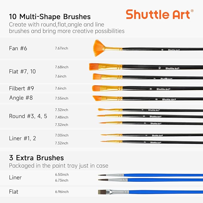 Shuttle Art 58 Pack Watercolor Paint Set, 48 Colors Watercolor Pan with 10 Paint Brushes for Beginners, Artists, Kids & Adults to Water Color Paint, Bullet Journal, Calligraphy Practice