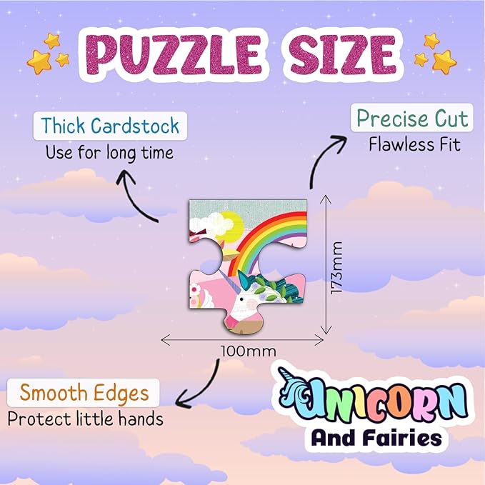 Magical Unicorn Oversized Pieces Jigsaw Puzzle for Toddlers | Fantasy Creature Giant Floor Puzzle for Age 3+ Kids | Fairy Forest Themed Birthday Party Favors Gift Ideas