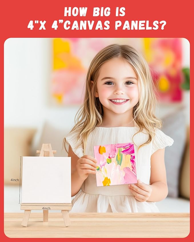 Simetufy 72 Pack 4x4inch Mini Canvas Boards Small Painting Canvas 100% Cotton Primed Acid Free Blank for Oil Paint,Watercolor,Acrylic Paint, Art Projects, Collage Art