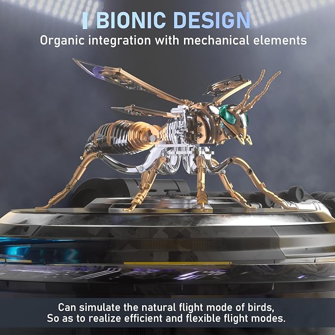 3D Puzzles for Adults, Bumblebee Metal Assembly Jigsaw Game with Steel Mechanical Engineering, Advanced DIY Crafts for Relief & Collection(Rose-Gold)