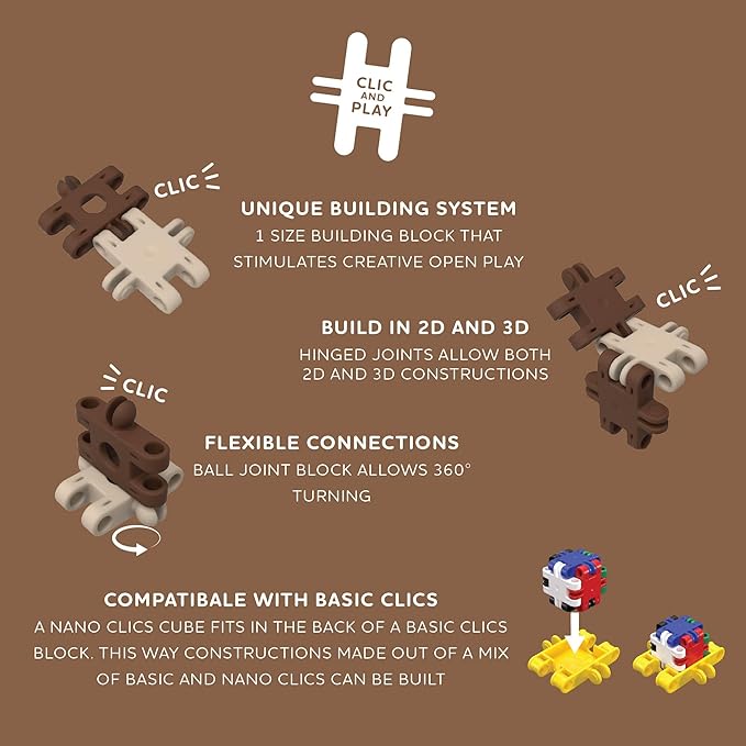 Nano Clics Wildlife 250, Construction Toys for Children Ages 8 and up, Creative Educational Toys in a 250 Piece Set, Building Blocks for Girls and Boys, Durable Toys