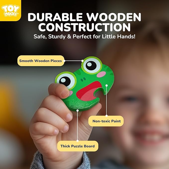 TOY Life Life Cycle Toys Puzzles for Kids, Wooden Puzzles for Toddlers 2-4, 4 Large Pieces Animal Puzzle for Toddlers 1-3, Montessori Toys for 1 2 3 Year Old Boy Girl, Baby Kids Educational Toy