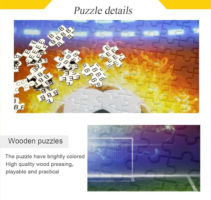 Large Jigsaw Puzzle 500 Piece Burning Soccer Ball Puzzle Toy DIY with Educational Intellectual Fun Family Game Puzzle Art for Adult Kids