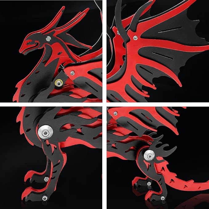 3D Metal Puzzles,3D Metal Puzzle for Adults,Mechanical Model Kit Magic Wing Dragon Black Clothes,Steel 3D Puzzles Stainless Steel Ornaments for Adults Home Decor Art Craft Gifts Toys.
