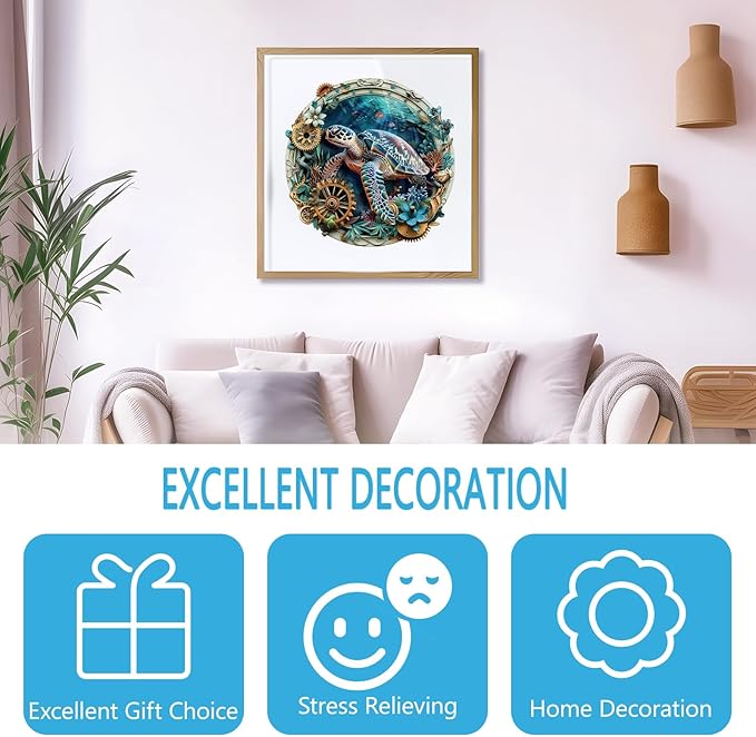 Wooden Puzzles for Adults, Embossed Sea Turtle Puzzle for Adults, Unique Shaped Wooden Jigsaw Puzzle, Wood Puzzles Adult, Presents for Women and Men, Wall Art Home Decor (XL-17.3 * 17.2in -445 Pcs)
