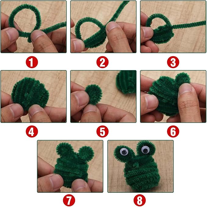 URSDIART (350pcs/Set) Green Pipe Cleaners and Wiggle Eyes, Dark Green Christmas Chenille Stems Pipe Cleaners Bulk 12 Inch Pipe Cleaners for Crafts DIY Creative，Halloween Decoration Art Supplies