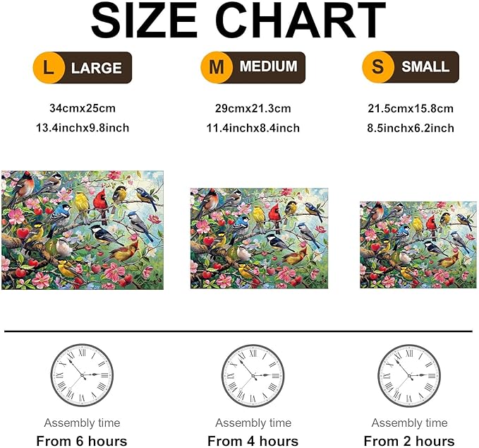 Wooden Puzzles for Adults, Wooden Jigsaw Puzzles for Adults Kids, Birds in The Orchard Unique Shaped Wood Puzzles Adult, Creative Birthday Gifts for Friends Family Game (13.4 * 9.8in 275pcs)