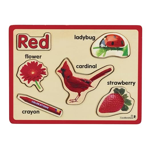 Excellerations Color Puzzles - Set of 8, Wooden Puzzles Featuring Eight Colors, Real Photographs, Early Learning, Color Recognition, Fine Motor Skills, Preschool Puzzles